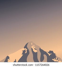 Mountains background in flat style. For banner, poster and creative design. Vector illustration