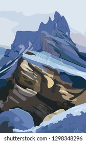 Mountains background Vector. Nature detailed illustration hills environments