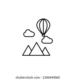 mountains and balloon icon. Element of landscape icon for mobile concept and web apps. Thin line mountains and balloon icon can be used for web and mobile