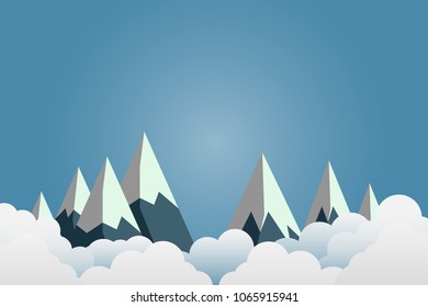 mountains with beautiful sunsets over the clouds.paper art.vector illustration