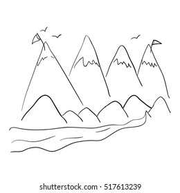 Mountains and birds design