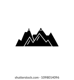 Mountains black icon concept. Mountains  vector sign, symbol, illustration.