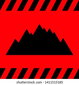 Mountains black on a red background, vector illustration for design.