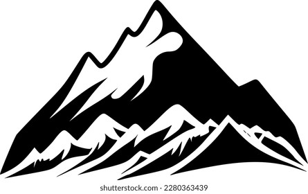 Mountains - Black and White Isolated Icon - Vector illustration