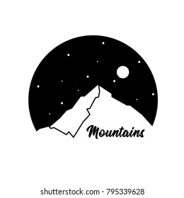 Mountains. Black and white vector illustration