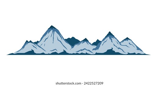 Mountains in blue mood. Vector illustration.