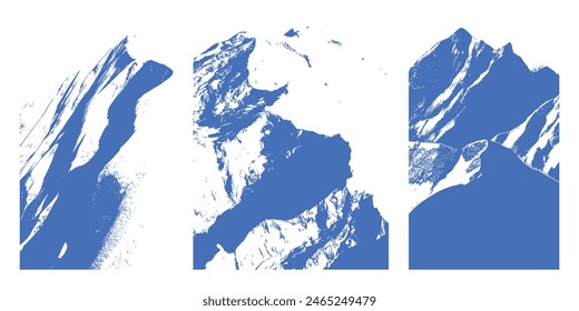 Berge. Blaue Berggipfel auf weiß. Abstrakte handgezeichnete Alpen.