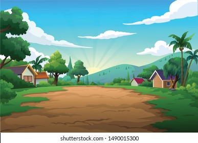 Mountains and bright sky in the morning.
