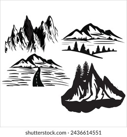 Mountains bundle Natural Mountains File, Silhouette Mountain 
