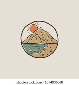 mountains by the beach. vintage beach print. tee graphic design