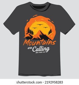 mountains calling outdoor camp t-shirt design