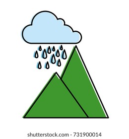 mountains camp with cloud rainy