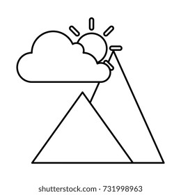 mountains camp with cloud and sun