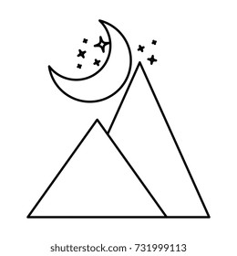 mountains camp with moon
