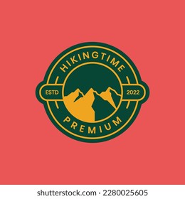 mountains circle badge minimal logo design vector