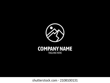 Mountains in circle logo design template