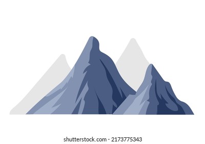 Mountains and cliffs. Graphic elements for creating nature landscape. Tops and gray peaks in fog, unusual places in different countries. Geology and geography. Cartoon flat vector illustration