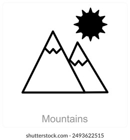 Mountains and climb icon concept