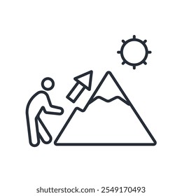 mountains climbing icon. vector.Editable stroke.linear style sign for use web design,logo.Symbol illustration.