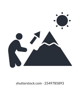 ícone de escalada de montanhas. vetor.Sinal editável de estilo traço.linear para usar web design,ilustração logo.Symbol.