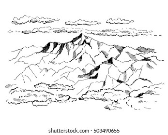 Rocks Vector Sketch Tops Mountains On Stock Vector (Royalty Free ...