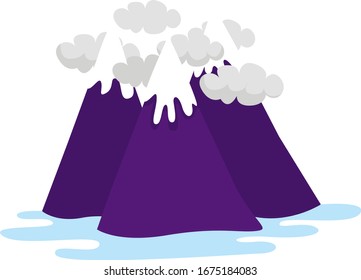 Mountains in clouds, illustration, vector on white background.