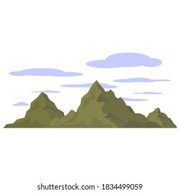 mountains and clouds on white background vector illustration