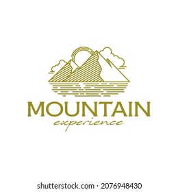 Berge, Wolken, Sonne, Monoline-Logo für den See - Inspiration