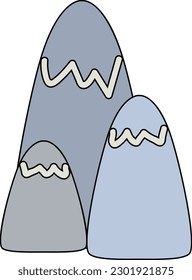 Mountains, clouds, trees cartoon vector