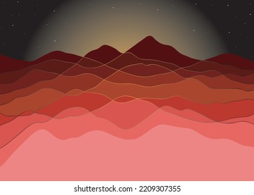 Mountains Color, Translucent Waves, Abstract Glass Shape, Modern Background, Design Vector Illustration