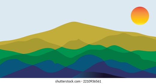 Mountains Color, Translucent Waves, Abstract Glass Shape, Modern Background, Design Vector Illustration