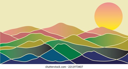 Mountains Color, Translucent Waves, Abstract Glass Shape, Modern Background, Design Vector Illustration