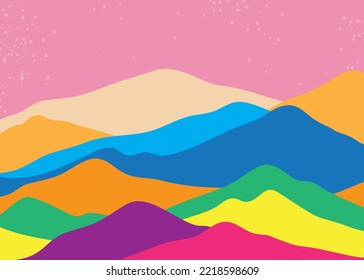 Mountains Color, Translucent Waves, Abstract Glass Shape, Modern Background, Design Vector Illustration