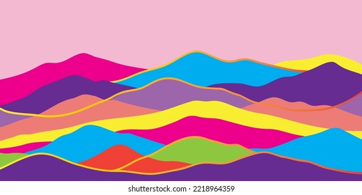 Mountains Color, Translucent Waves, Abstract Glass Shape, Modern Background, Design Vector Illustration