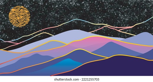 Mountains Color, Translucent Waves, Abstract Glass Shape, Modern Background, Design Vector Illustration