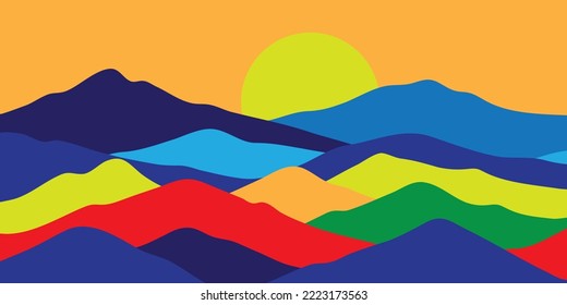 Mountains Color, Translucent Waves, Abstract Glass Shape, Modern Background, Design Vector Illustration