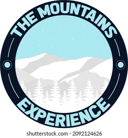 Logo de diseño de concepto de montañas con montañas y nieve. Diseño de logotipo de vector editable