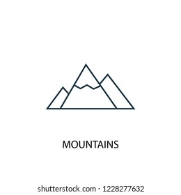 Mountains concept line icon. Simple element illustration. Mountains concept outline symbol design from Camping set. Can be used for web and mobile UI/UX