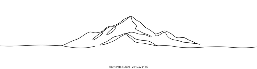Mountains continuous one line drawing. Mountain sign in simple linear style. 
