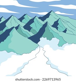 
mountains covered with cold snow.