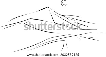 mountains, crescent vector illustration .