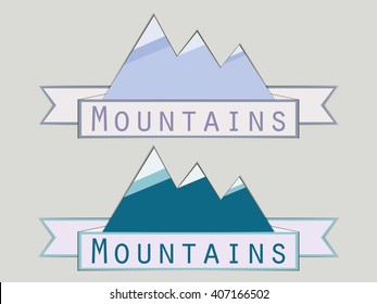 Mountains cut from paper. Logo. Adventure in the mountains. Vector.