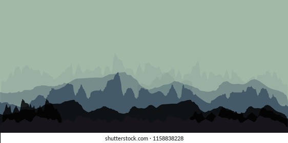Mountains in the dark night,Vector illustration of night time nature landscape.