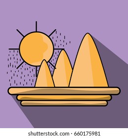 mountains in the desert with sun