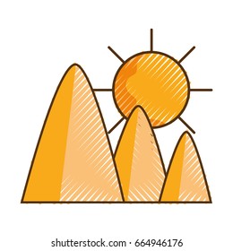 mountains in the desert with sun