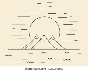 Mountains. Doodle emblem