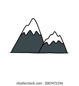 mountains doodle icon, vector illustration