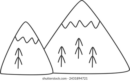 Mountains Doodle Landscape Vector Illustration