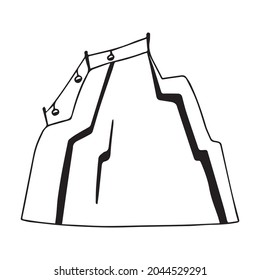 Mountains in the doodle style are drawn with a black line.