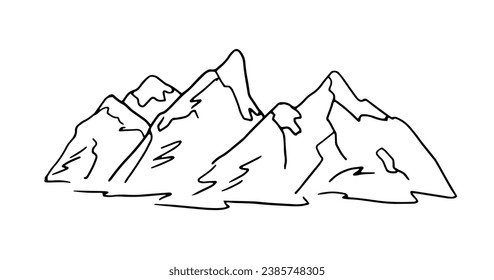 Berge im Dodle-Stil. Handgezeichnete Illustration.